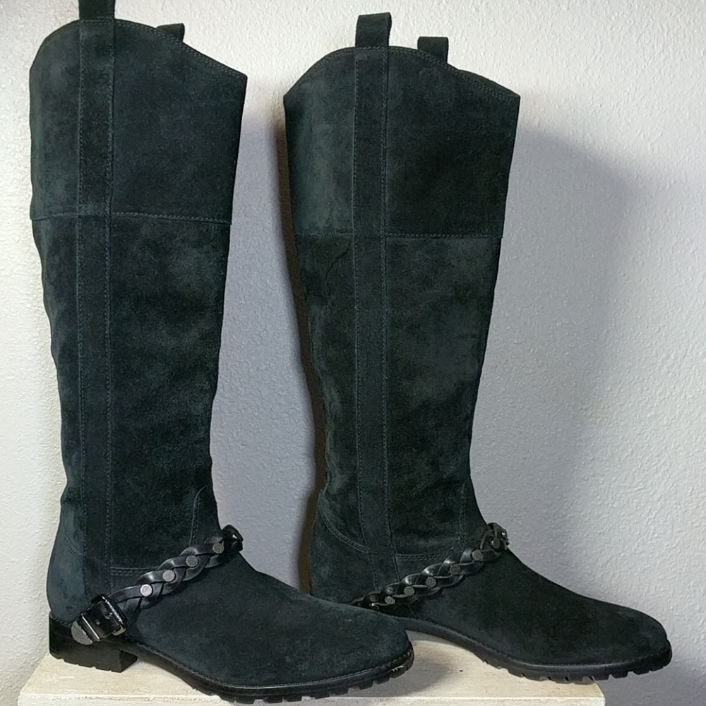 Black Leather Suede Knee Boots sz 7.5